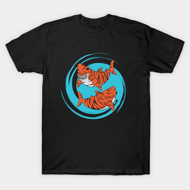 Twin Tiger Sharks T-Shirt by ThyShirtProject - Affiliate